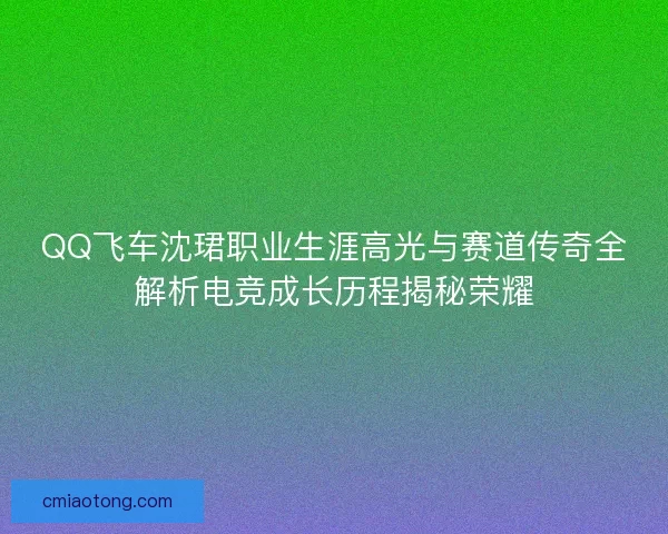 QQ飞车沈珺职业生涯高光与赛道传奇全解析电竞成长历程揭秘荣耀